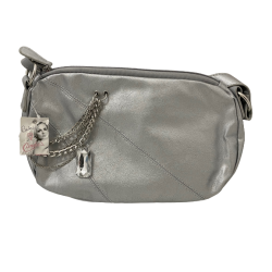 Metallic grey clutch bag -...
